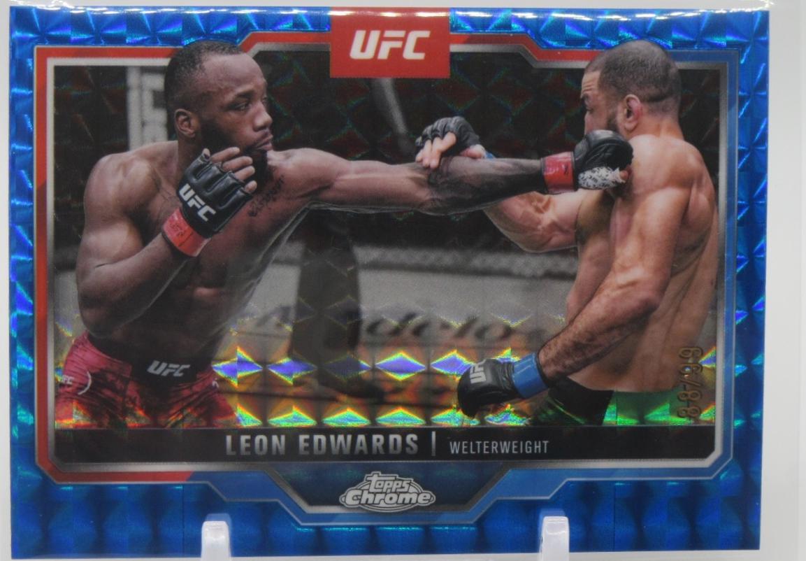 Leon Edwards 2025 Topps Chrome UFC Base #139 Blue Geometric Refractor