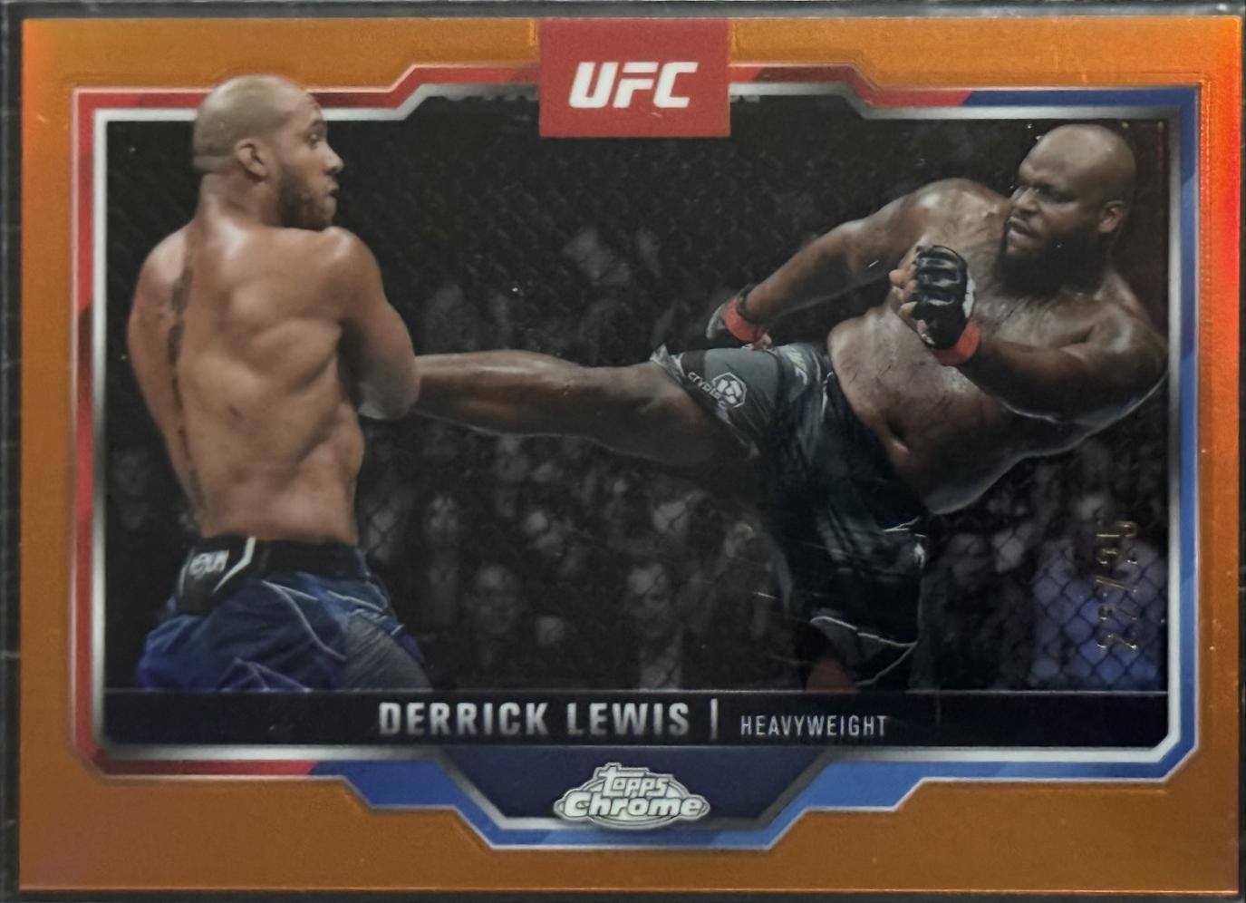 Derrick Lewis 2025 Topps Chrome UFC Base #104 Orange Refractor