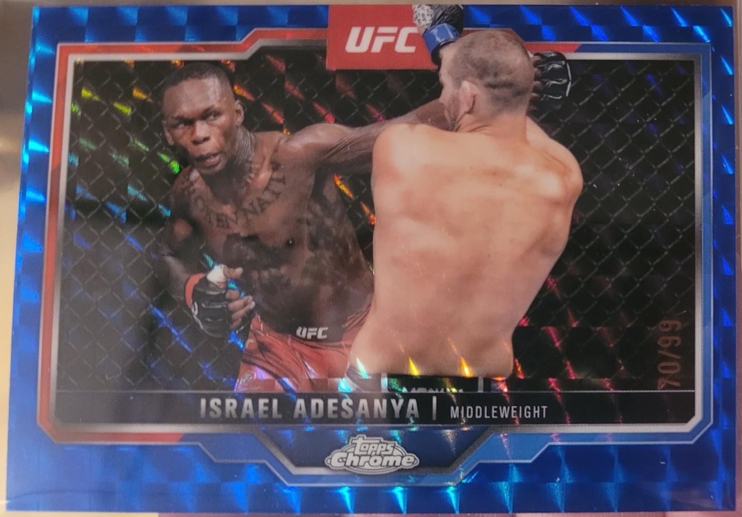 Israel Adesanya 2025 Topps Chrome UFC Base #3 Blue Geometric Refractor