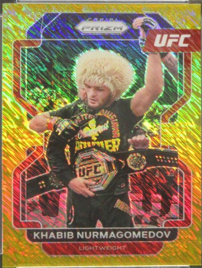 Khabib Nurmagomedov 2022 Panini Prizm UFC Base #196 Gold Shimmer