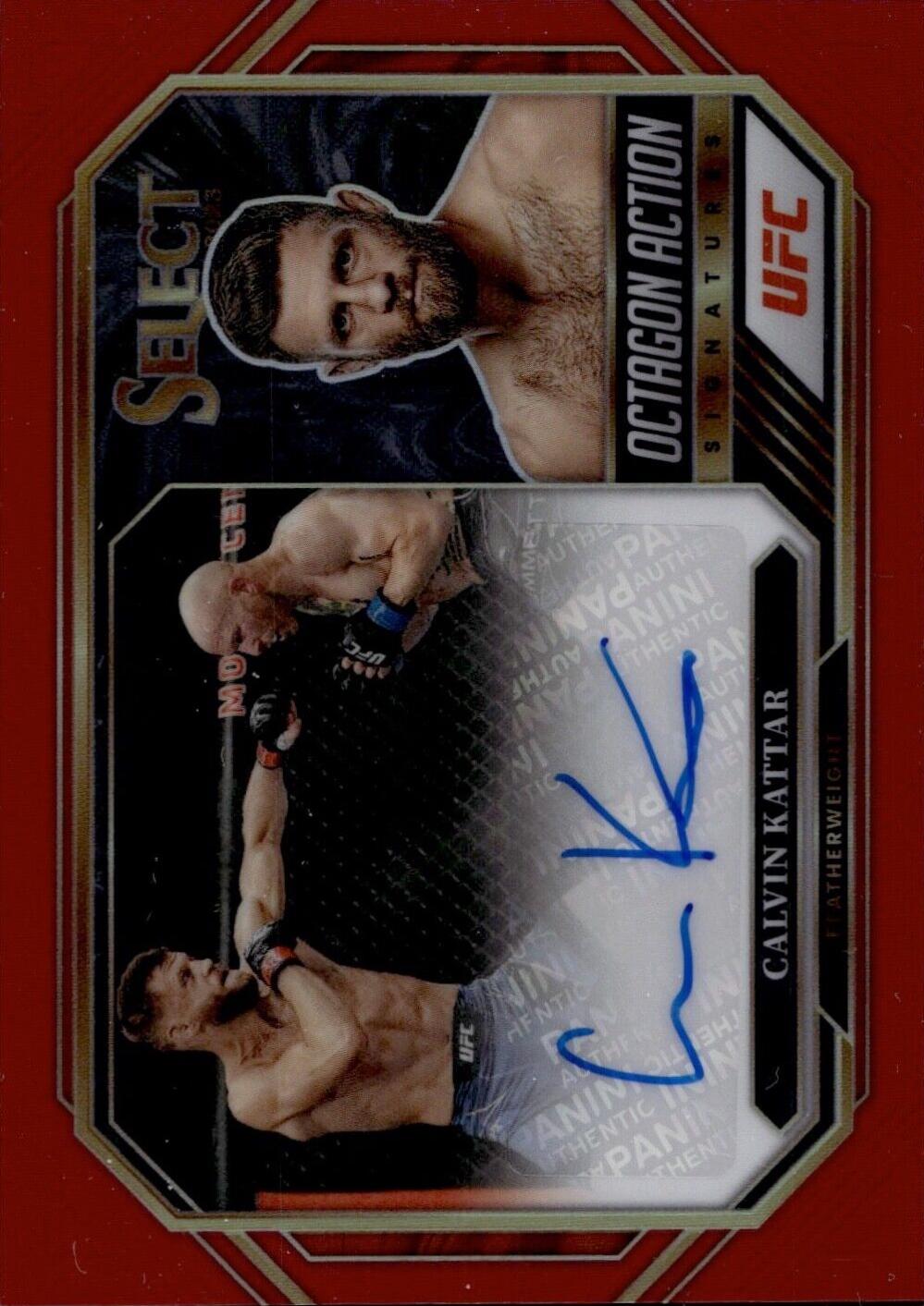 Calvin Kattar 2023 Panini Select UFC Octagon Action Signatures #2 Red