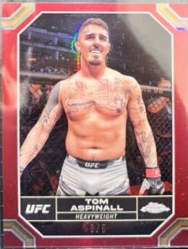 Tom Aspinall 2024 Topps Chrome UFC Base #187 Red Refractor