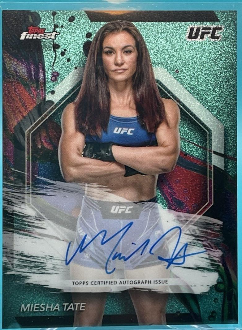 Miesha Tate 2024 Topps Finest UFC Finest Autographs #FA-MTE Aqua Glitter Refractor