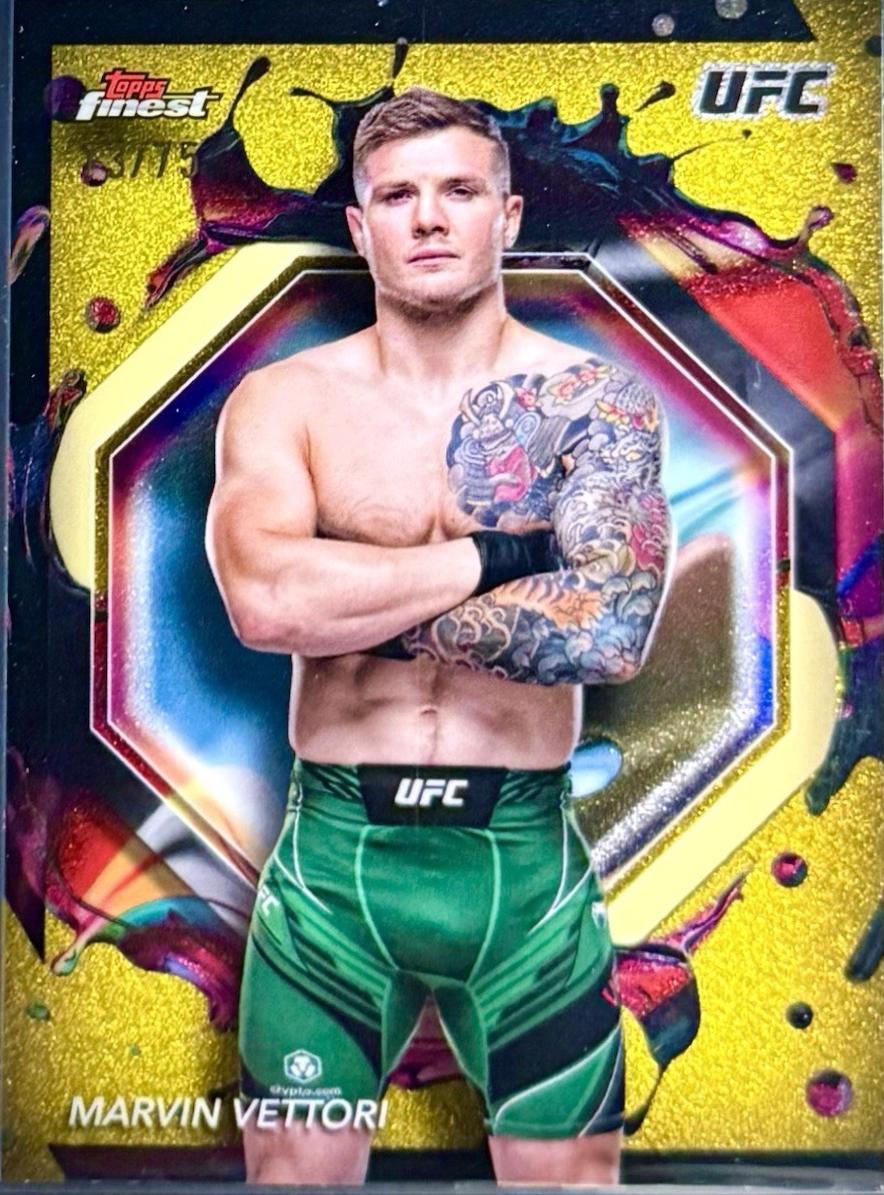Marvin Vettori 2024 Topps Finest UFC Base Rare #261 Yellow Glitter Refractor
