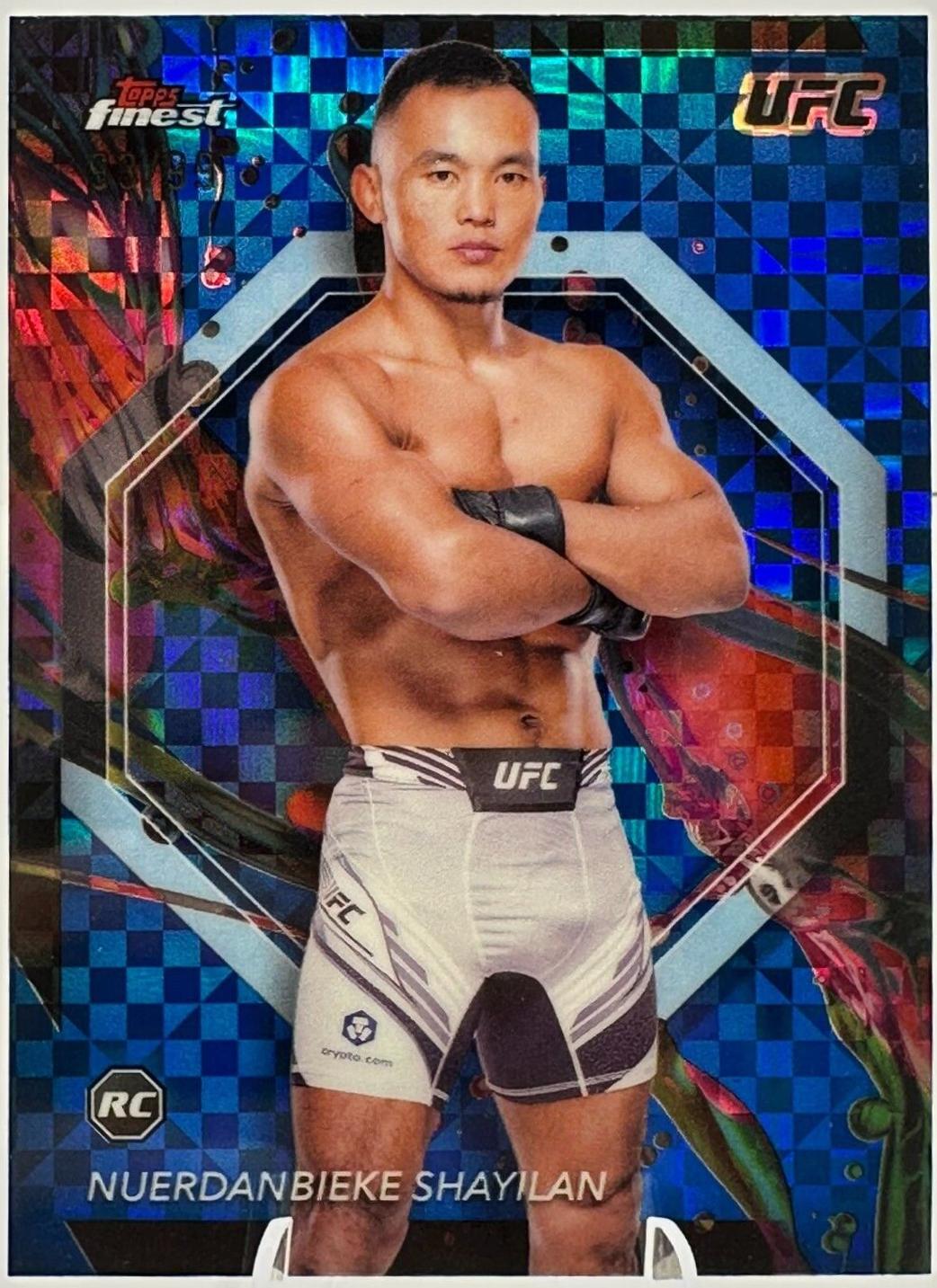 Shayilan Nuerdanbieke 2024 Topps Finest UFC Base Common #70 Blue Checkerboard Refractor
