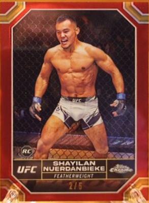 Shayilan Nuerdanbieke 2024 Topps Chrome UFC Base #182 Red Refractor