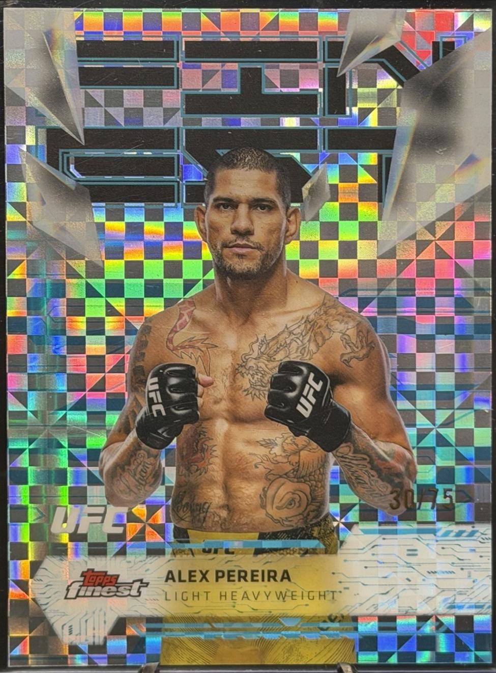 Alex Pereira 2025 Topps Finest UFC Base Uncommon #183 Blue Checkerboard Refractor