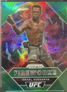Israel Adesanya 2021 Panini Prizm UFC Fireworks #4 Green