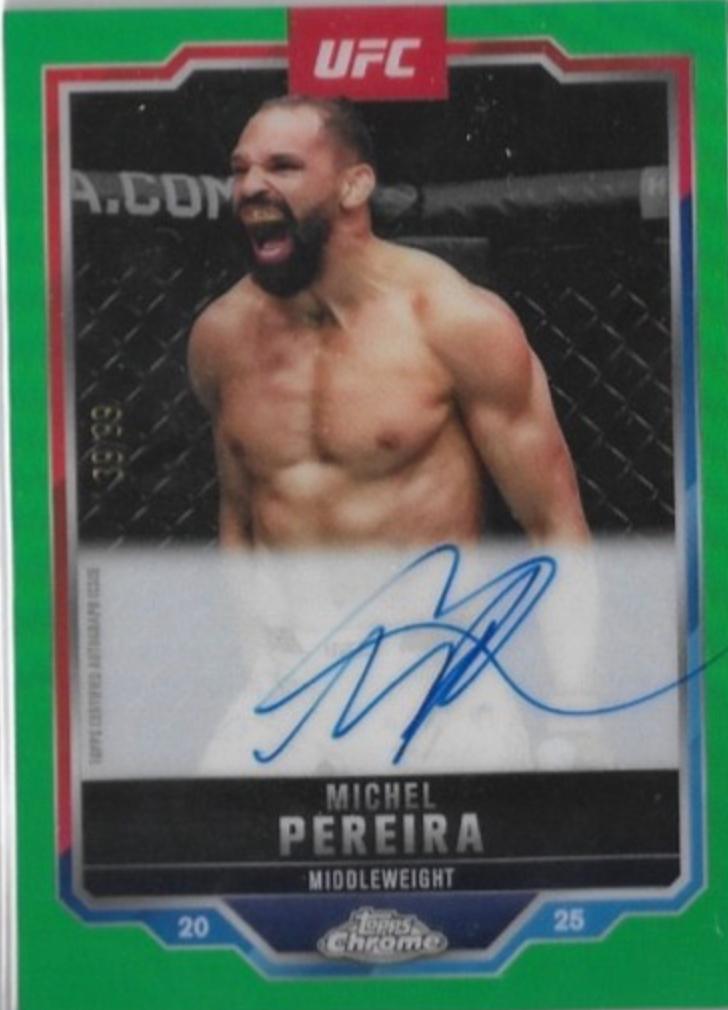 Michel Pereira 2025 Topps Chrome UFC Chrome Veteran Autographs #CVA-MA Green Refractor
