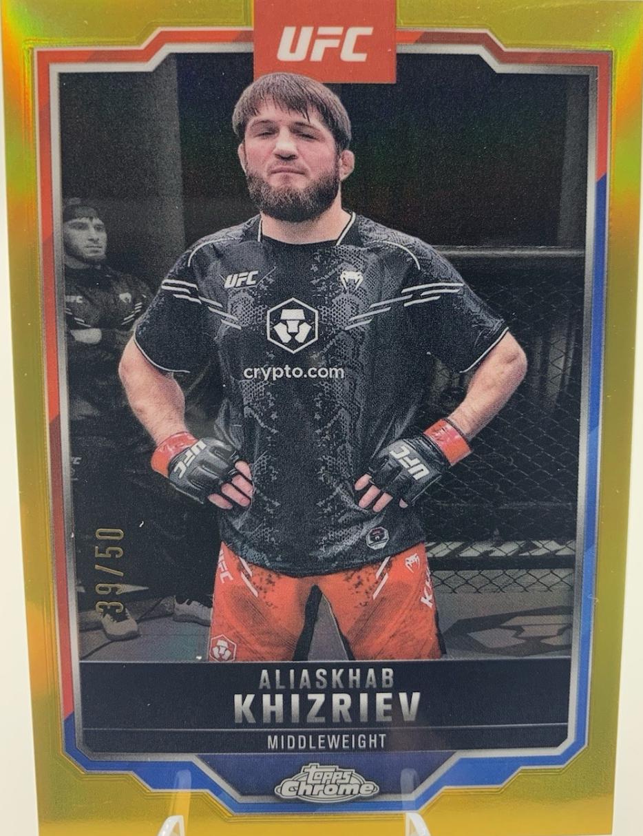 Aliaskhab Khizriev 2025 Topps Chrome UFC Base #196 Gold Refractor