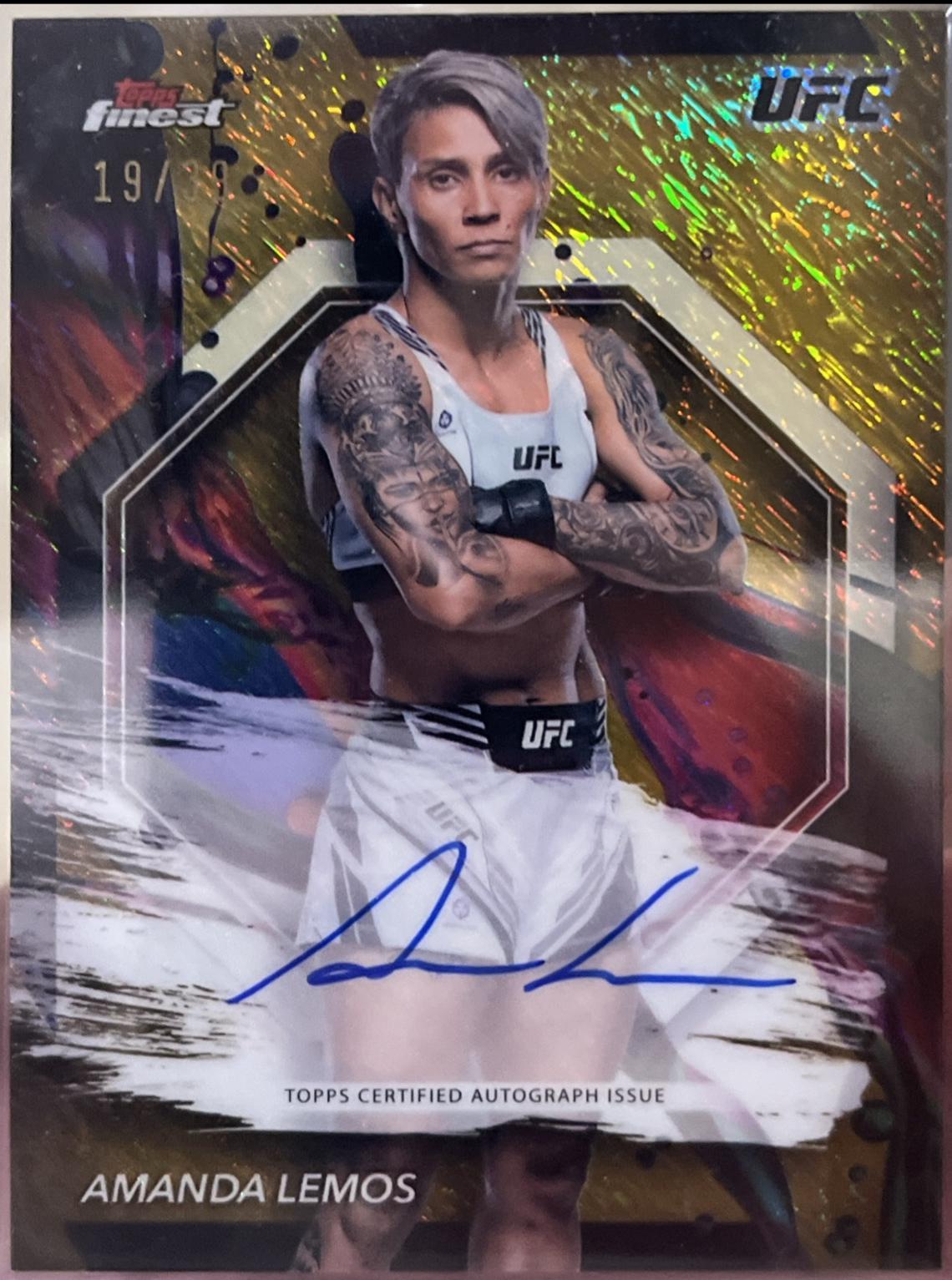 Amanda Lemos 2024 Topps Finest UFC Finest Autographs #FA-ALS Gold Shimmer Refractor