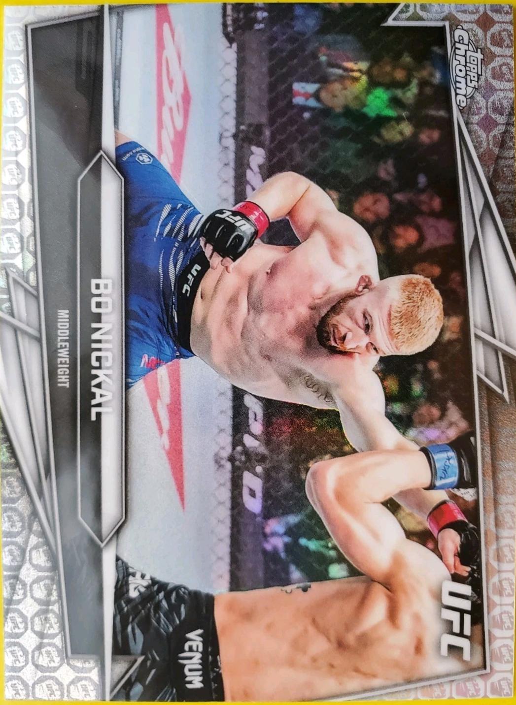 Bo Nickal 2026 Topps Chrome UFC Base #46 Blue Ray Wave Refractor
