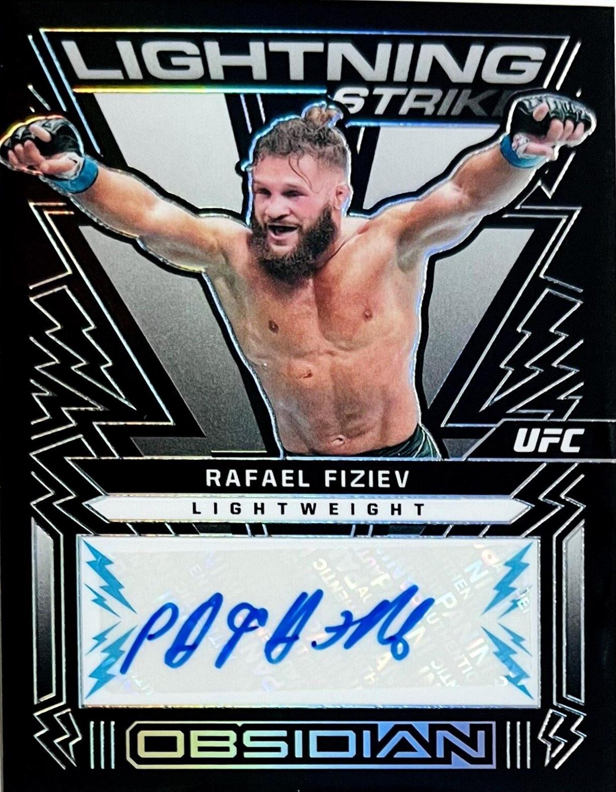 Rafael Fiziev 2023 Panini Chronicles UFC Obsidian Lightning Strike Signatures #25 Blue