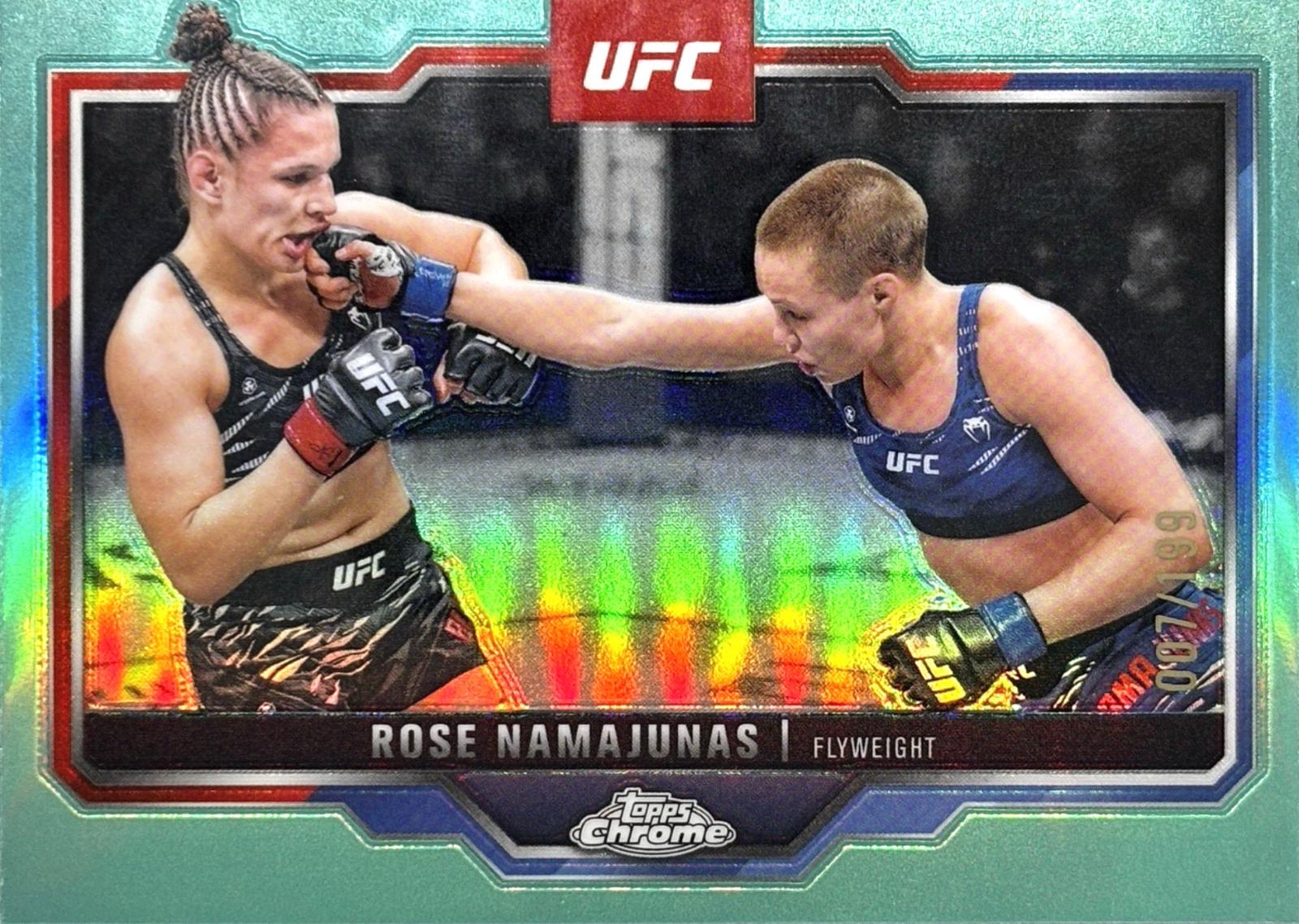 Rose Namajunas 2025 Topps Chrome UFC Base #89 Aqua Refractor