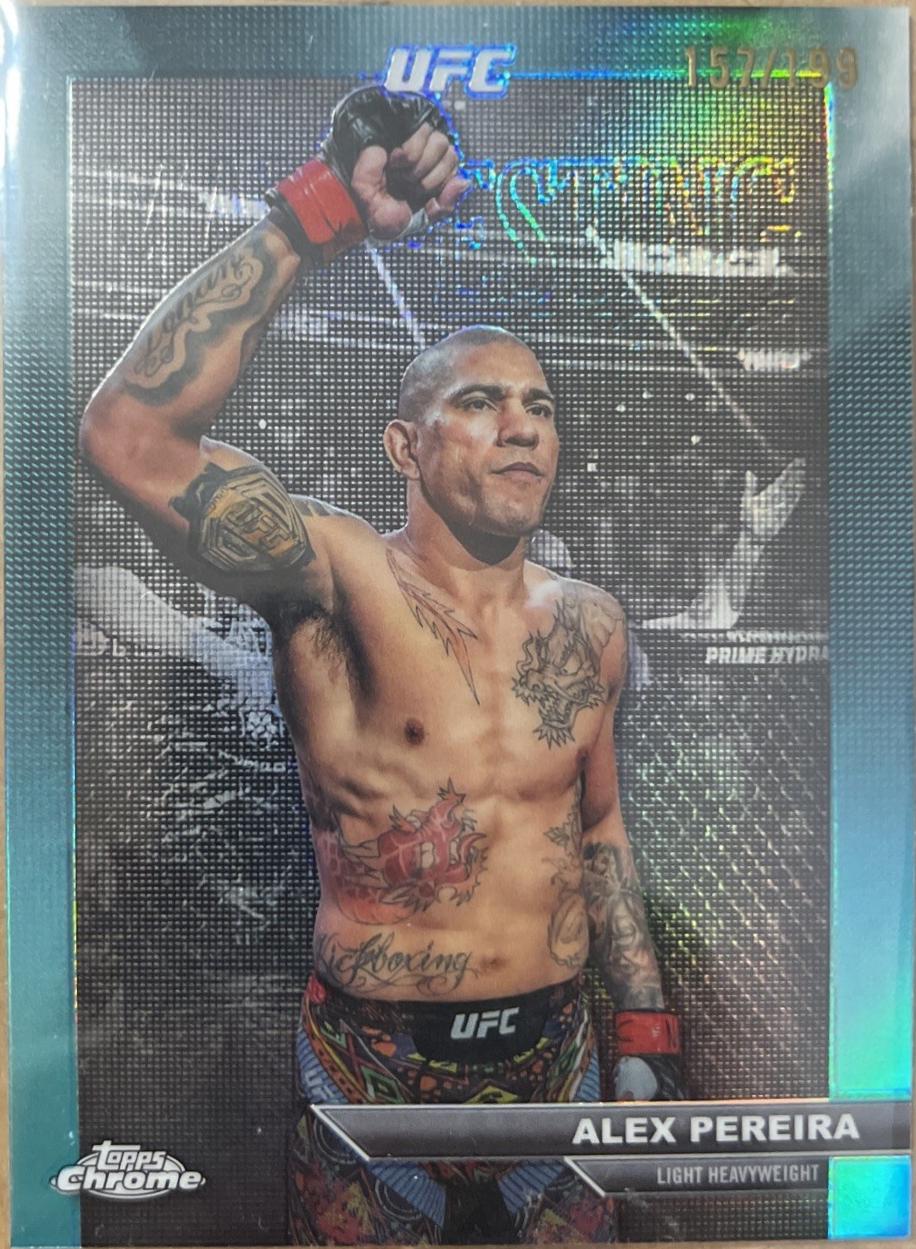 Alex Pereira 2026 Topps Chrome UFC Manifesting Moments #MM-9 Aqua Refractor