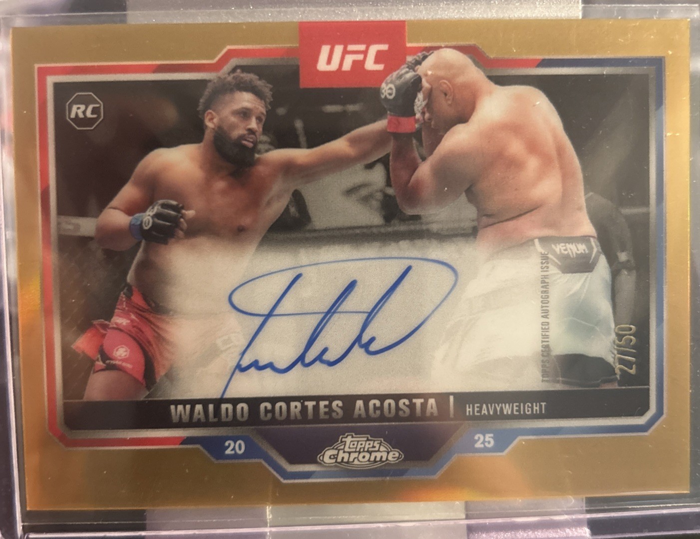 Waldo Cortes Acosta 2025 Topps Chrome UFC Chrome Rookie Autographs #CRA-WA Gold Refractor