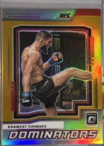 Khamzat Chimaev 2022 Panini Donruss Optic UFC Dominators #23 Gold