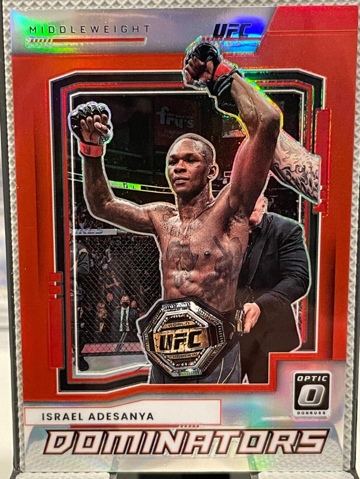 Israel Adesanya 2022 Panini Donruss Optic UFC Dominators #13 Red