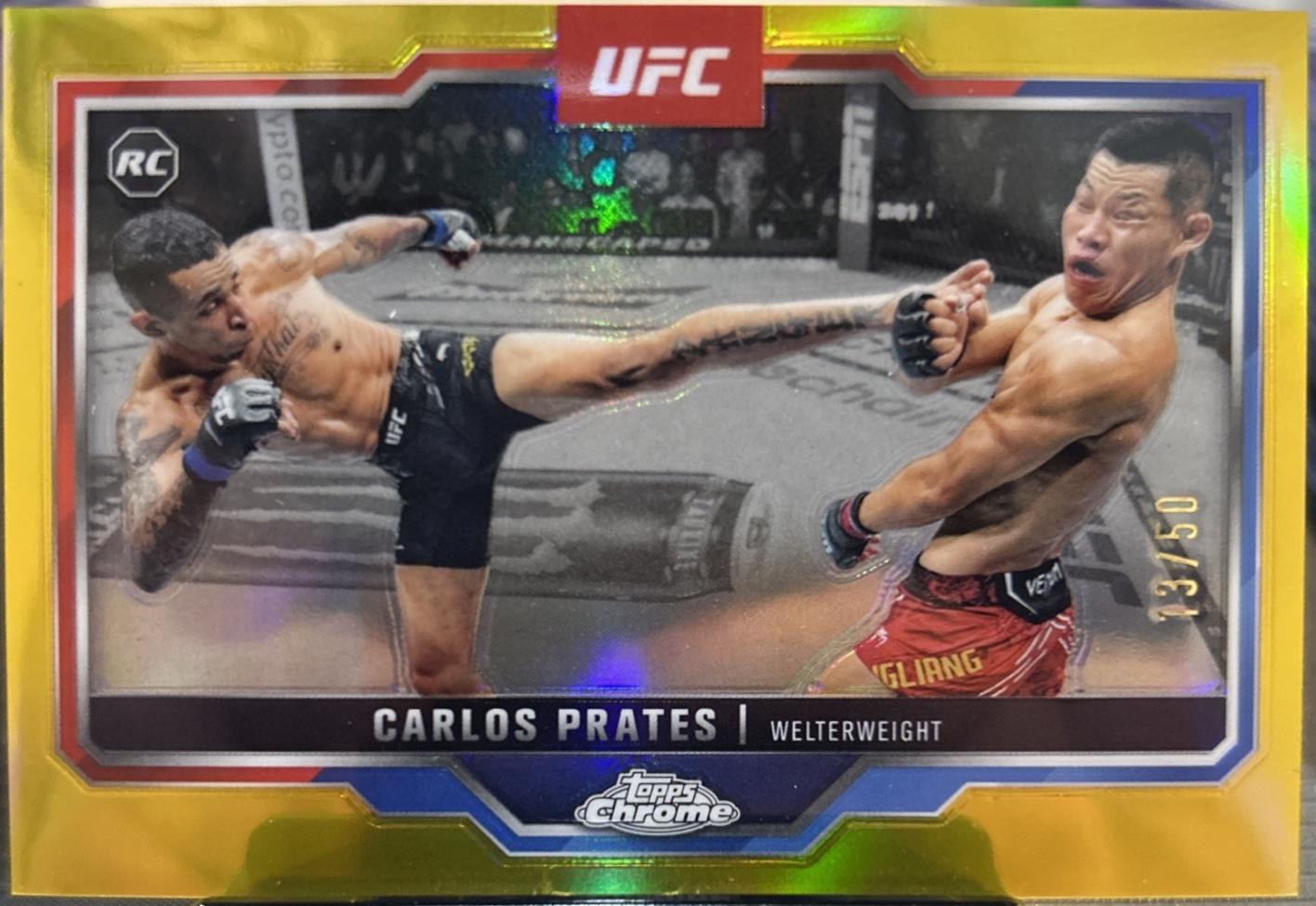 Carlos Prates 2025 Topps Chrome UFC Base #40 Gold Refractor