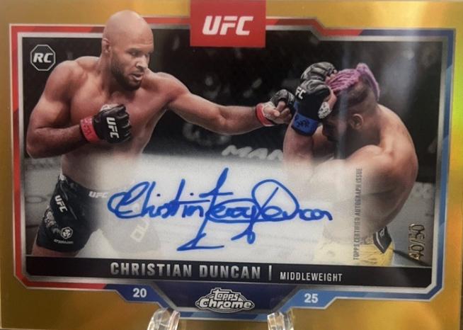 Christian Duncan 2025 Topps Chrome UFC Chrome Rookie Autographs #CRA-CD Gold Refractor