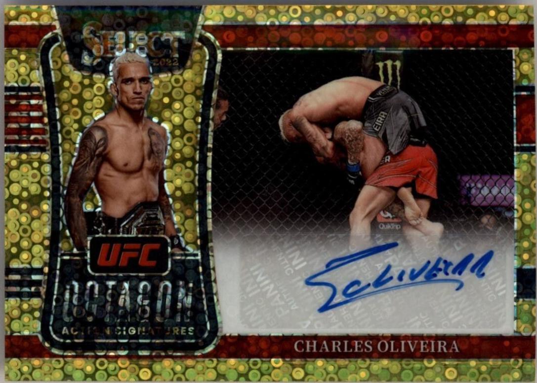 Charles Oliveira 2022 Panini Select UFC Octagon Action Signatures #11 Gold Disco