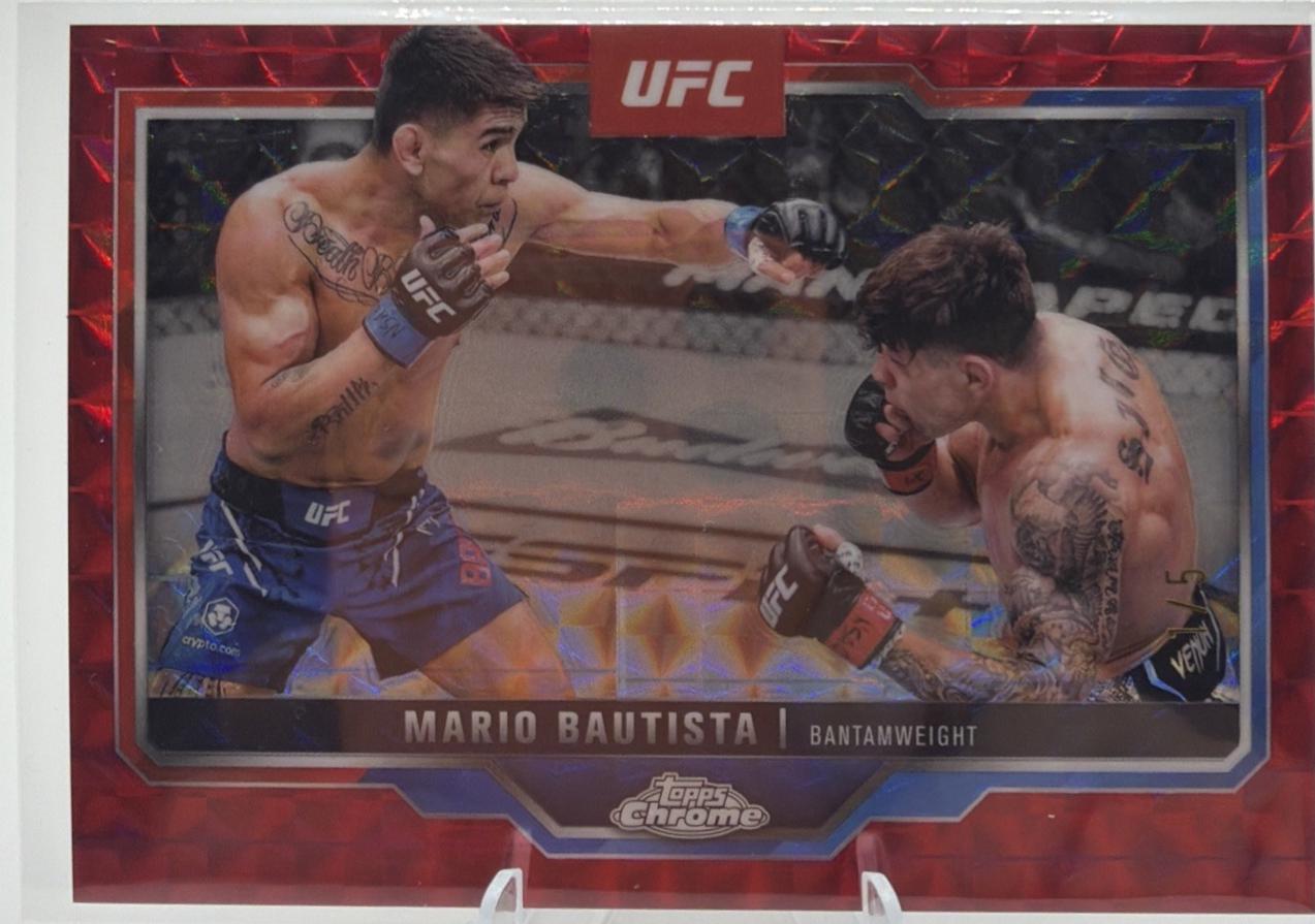 Mario Bautista 2025 Topps Chrome UFC Base #98 Red Geometric Refractor