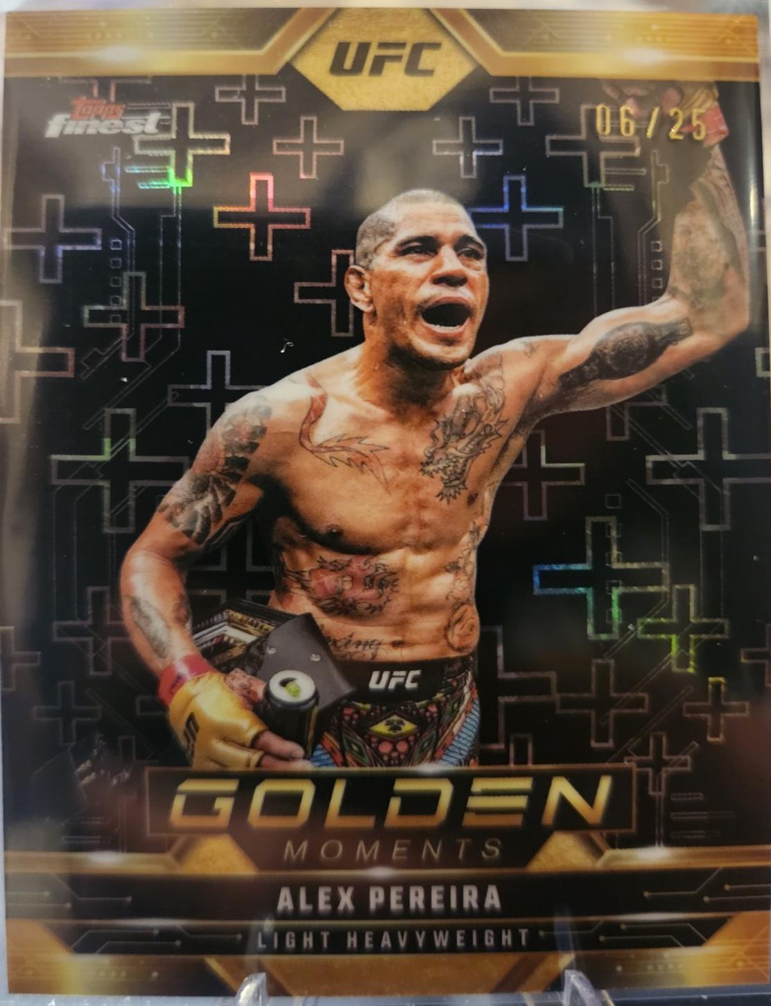 Alex Pereira 2025 Topps Finest UFC Golden Moments #GM-7 Black Refractor