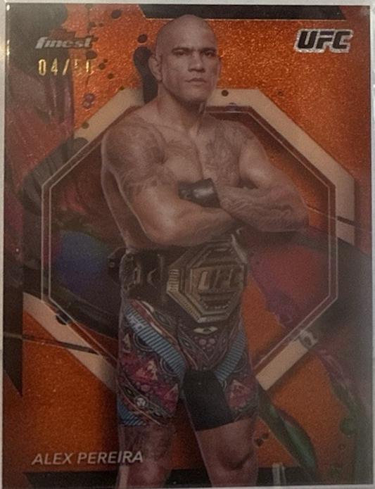 Alex Pereira 2024 Topps Finest UFC Base Uncommon #101 Tangerine Glitter Refractor