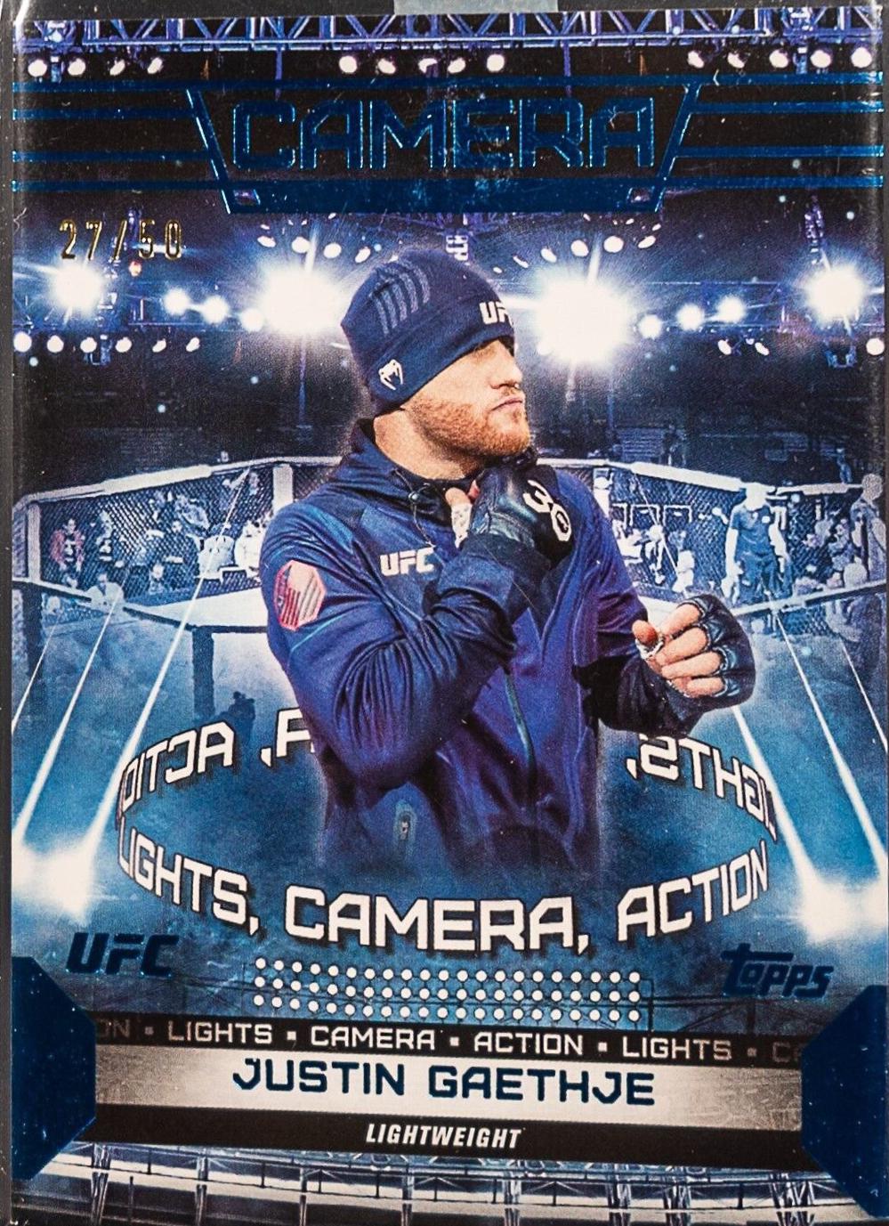 Justin Gaethje 2024 Topps Knockout UFC Action (Lights, Camera, Action) #ACT-18 Blue