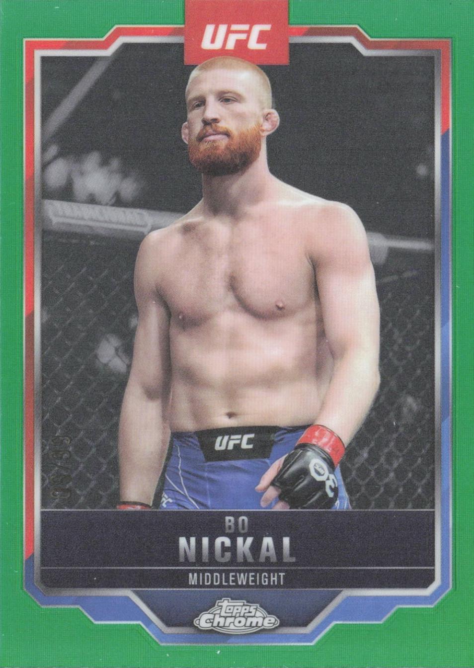 Bo Nickal 2025 Topps Chrome UFC Base #76 Green Refractor