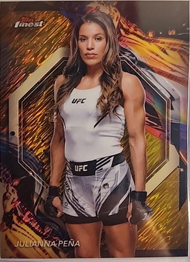 Julianna Peña 2024 Topps Finest UFC Base Uncommon #173 Gold Shimmer Refractor