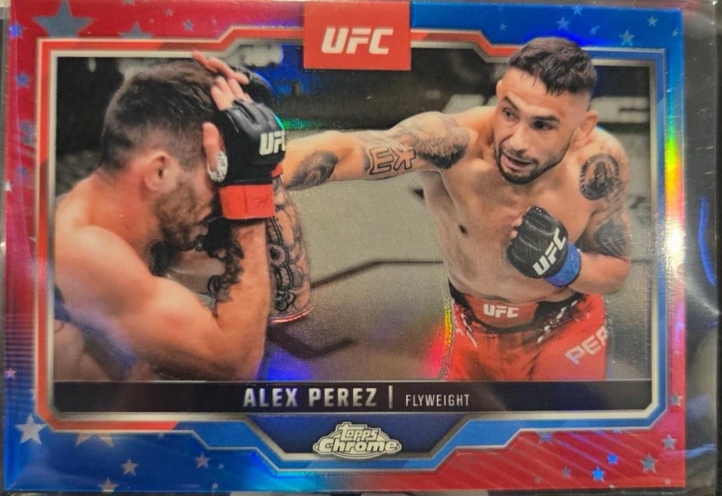 Alex Perez 2025 Topps Chrome UFC Base #60 Red & Blue Refractor