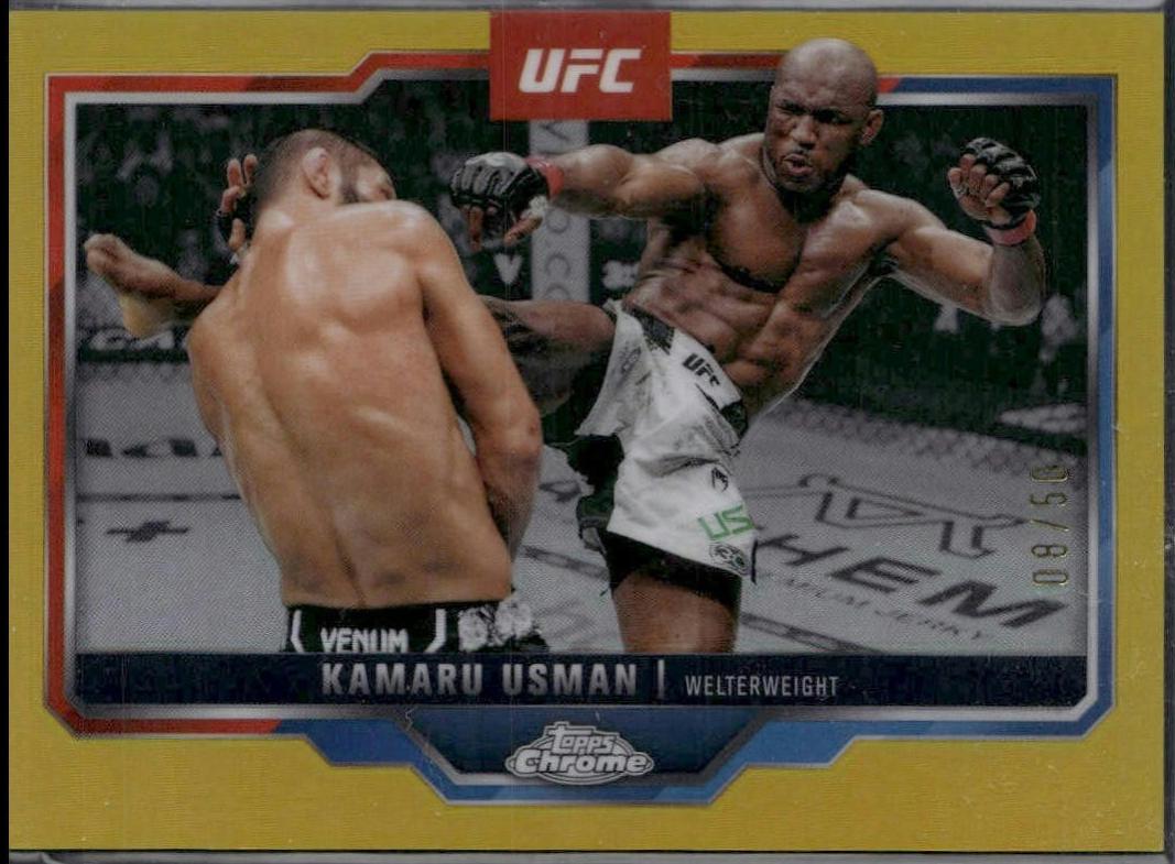 Kamaru Usman 2025 Topps Chrome UFC Base #27 Gold Refractor