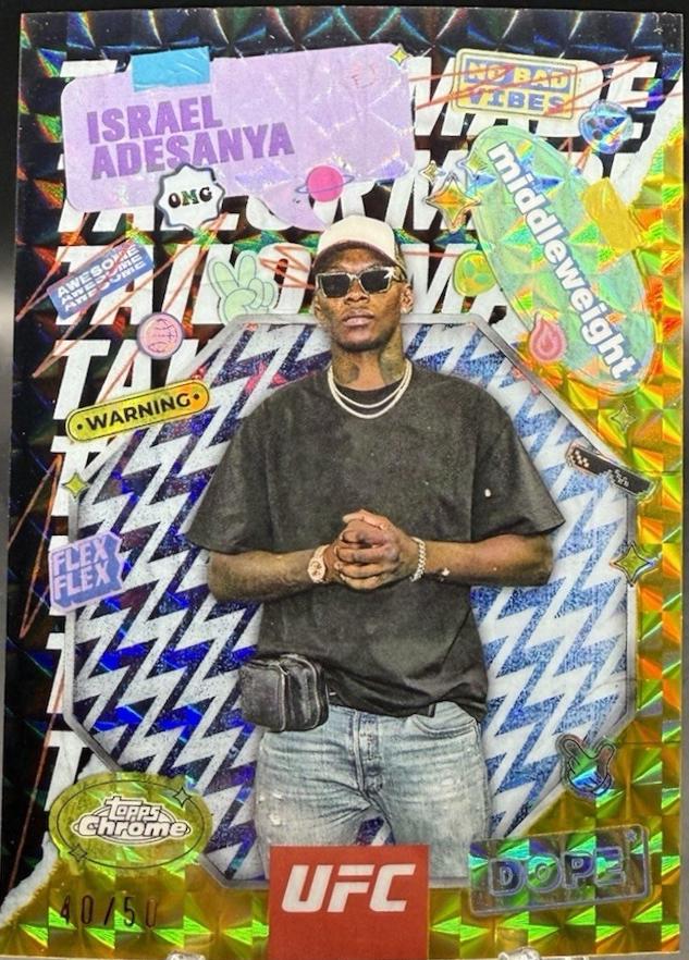 Israel Adesanya 2025 Topps Chrome UFC Tailor Made #TRM-4 Geometric Gold Refractor