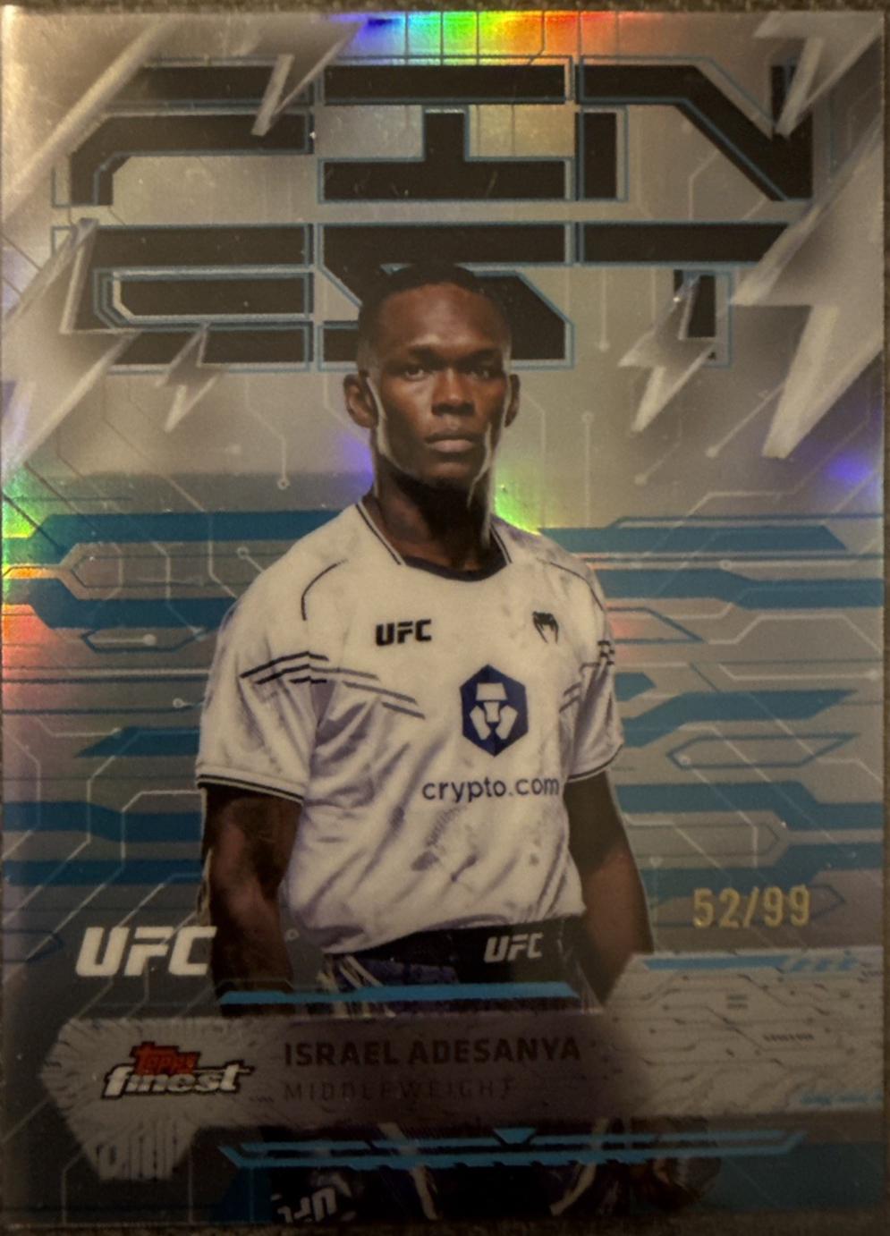 Israel Adesanya 2025 Topps Finest UFC Base Rare #253 Blue Refractor