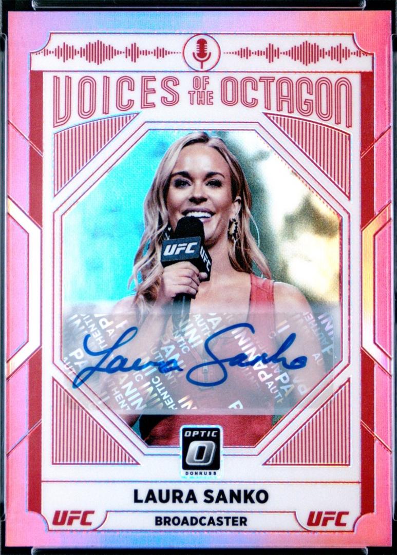 Laura Sanko 2022 Panini Donruss Optic UFC Voices of the Octagon Signatures #124 Pink