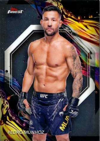 Pedro Munhoz 2024 Topps Finest UFC Base Uncommon #158 Yellow Glitter Refractor