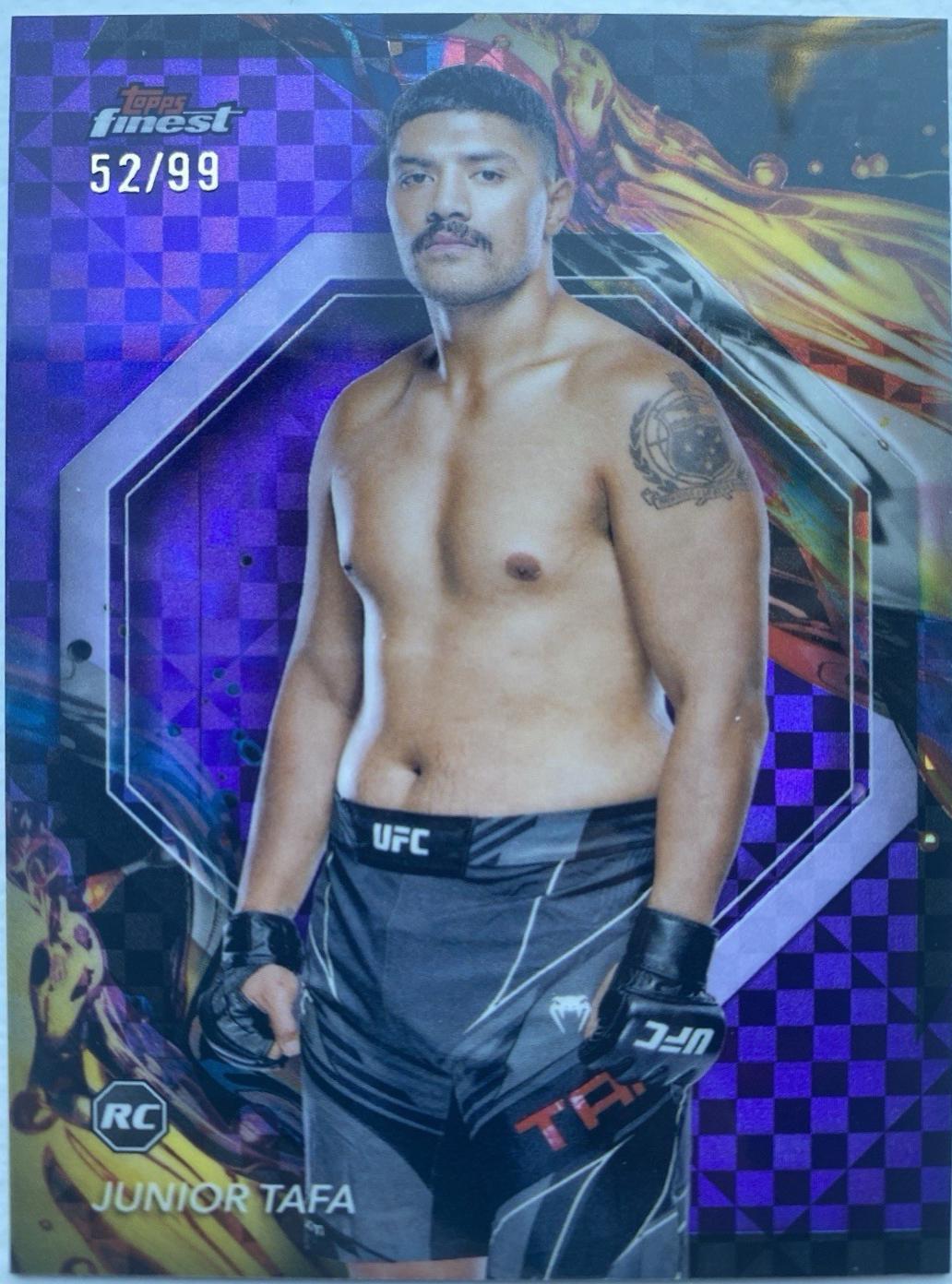 Junior Tafa 2024 Topps Finest UFC Base Uncommon #159 Purple Checkerboard Refractor