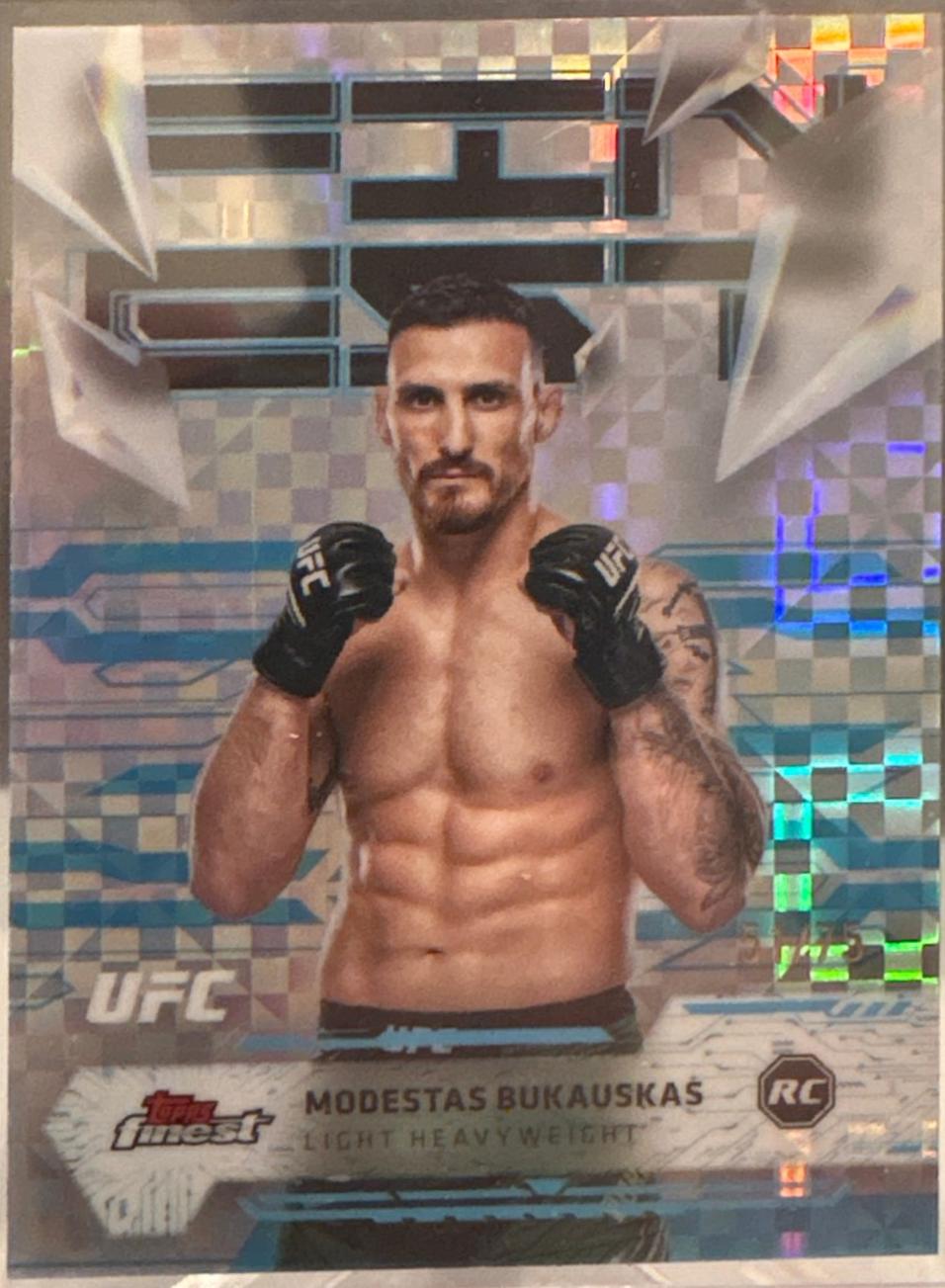 Modestas Bukauskas 2025 Topps Finest UFC Base Uncommon #178 Blue Checkerboard Refractor