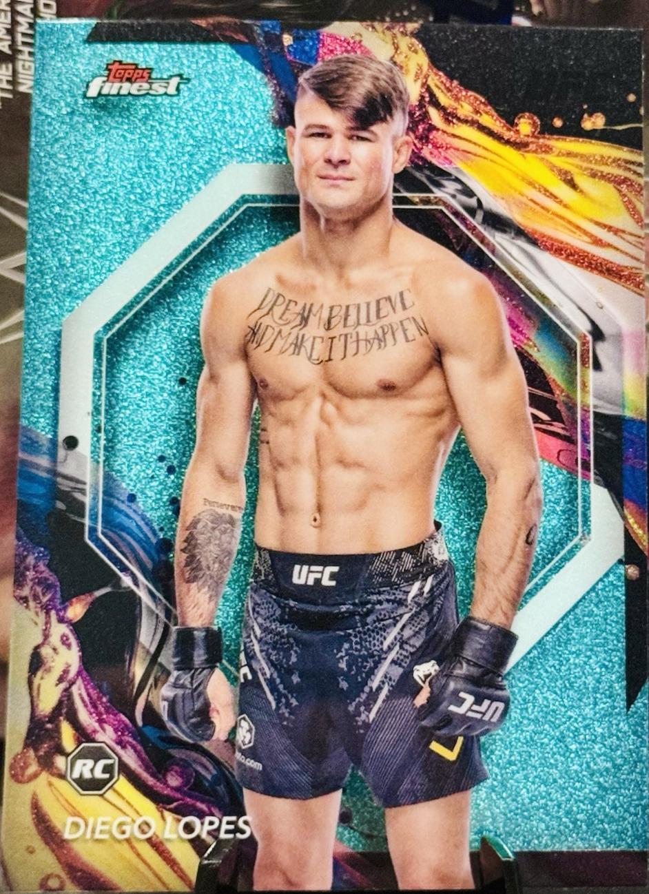 Diego Lopes 2024 Topps Finest UFC Base Uncommon #142 Aqua Glitter Refractor