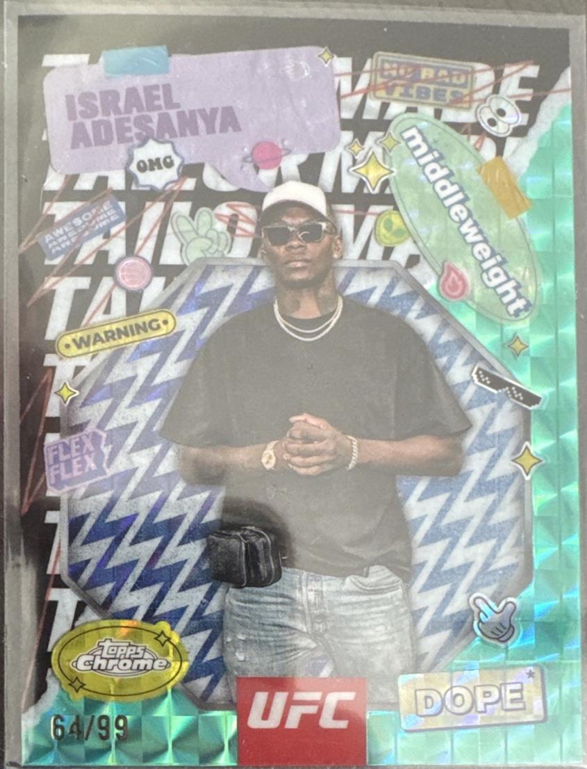 Israel Adesanya 2025 Topps Chrome UFC Tailor Made #TRM-4 Green Refractor