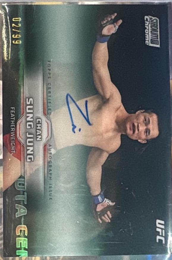 Chan Sung Jung 2026 Topps Stadium Club UFC Chrome Autographs #CAV-CSJ Turquoise Refractor