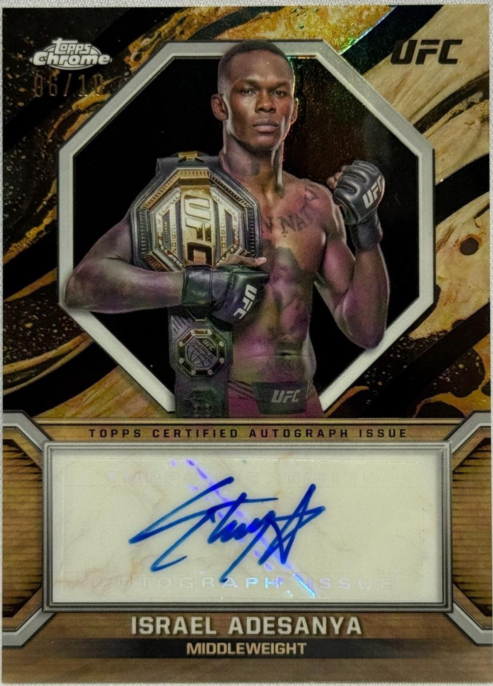 Israel Adesanya 2024 Topps Chrome UFC Marks of Champions #MOC-IAD Black Refractor