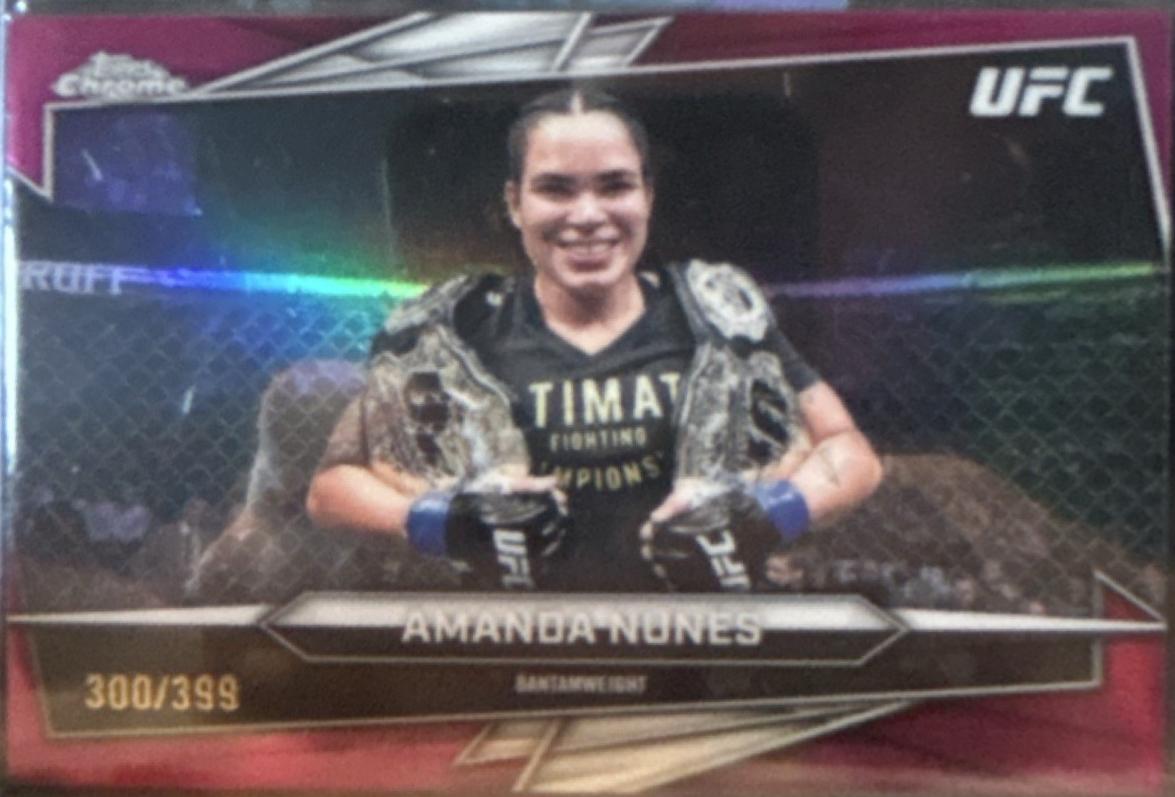 Amanda Nunes 2026 Topps Chrome UFC Base #195 Magenta Refractor