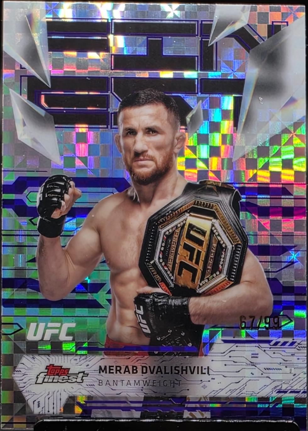 Merab Dvalishvili 2025 Topps Finest UFC Base Uncommon #148 Purple Checkerboard Refractor