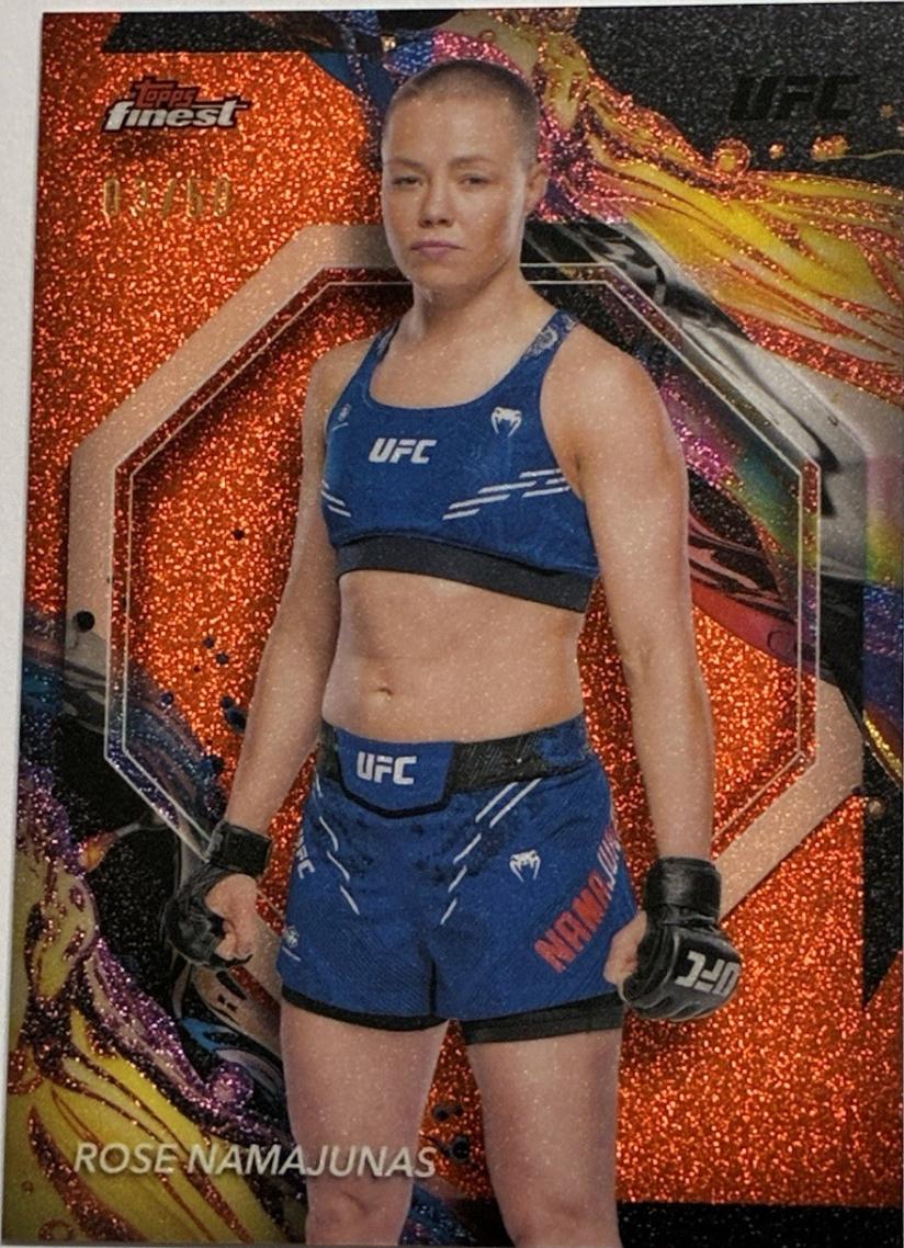 Rose Namajunas 2024 Topps Finest UFC Base Uncommon #108 Tangerine Glitter Refractor