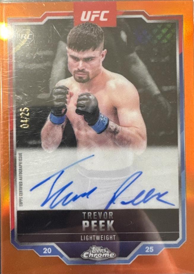 Trevor Peek 2025 Topps Chrome UFC Chrome Rookie Autographs #CRA-TP Orange Refractor