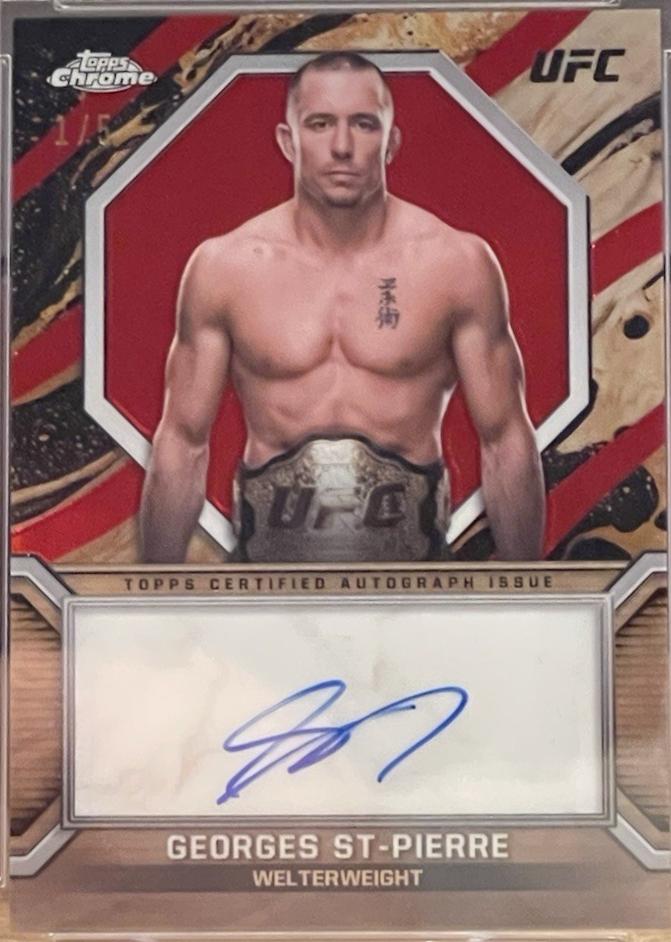 Georges St-Pierre 2024 Topps Chrome UFC Marks of Champions #MOC-GSP Red Refractor