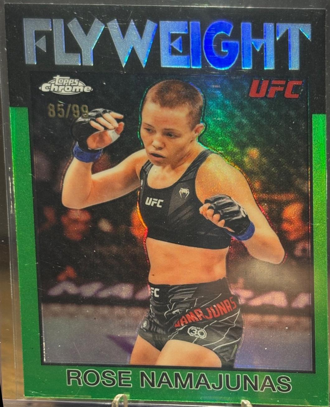 Rose Namajunas 2026 Topps Chrome UFC 1986 Topps #86-12 Green Refractor