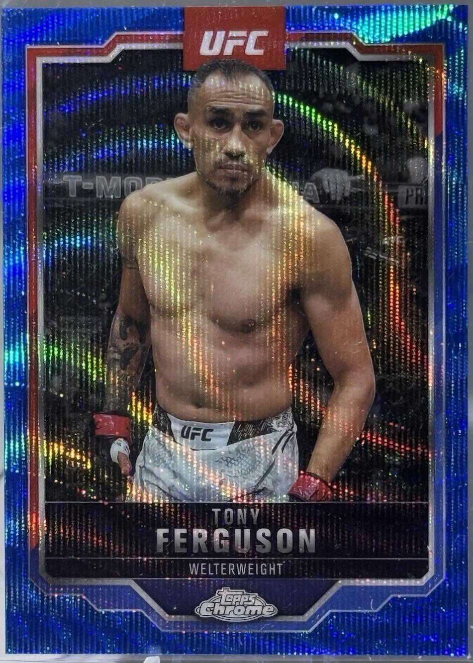 Tony Ferguson 2025 Topps Chrome UFC Base #171 Blue Wave Refractor